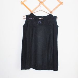 Black Cold Shoulder Knit Sweater